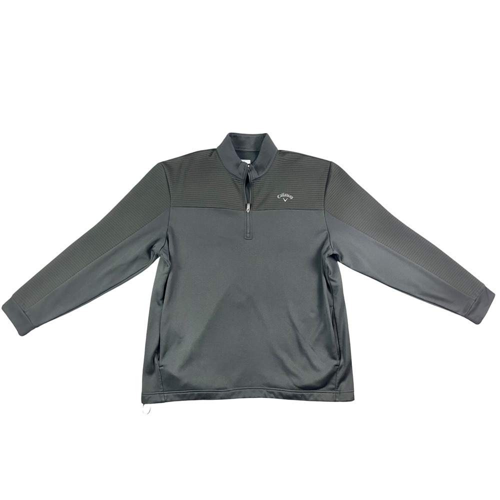 Callaway Mens XL Black Quarter Zip Fleece Pullover Textured Golf Jacket DK115